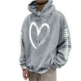 thumbnail image 4 of DeHolifer Sweatshirt for Men Plus Size Hoodies Long Sleeve Heart Print Drawstring Pocket Pullover Hoodies Sweatshirts Gray M, 4 of 6