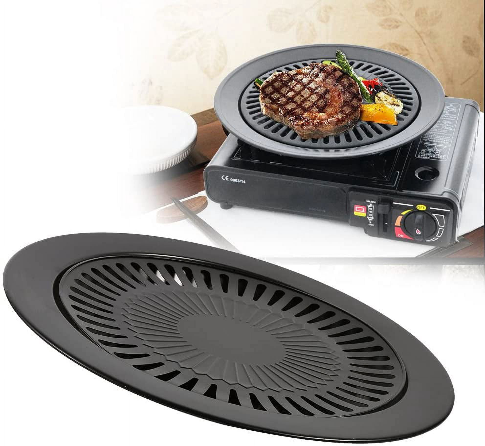 Round Griddle, Bbq Grill Plate Smokeless Non-Stick Grill Pans, Indoor Stove Grill Plate Healthy Cooking Bbq Cooking Kitchen Tool