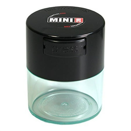 Herb Dry Box Minivac - 10g to 30 grams Airtight Multi-Use Vacuum Seal Portable Storage Container for Dry Goods, Food, and Herbs - Black Cap & Clear Body ()