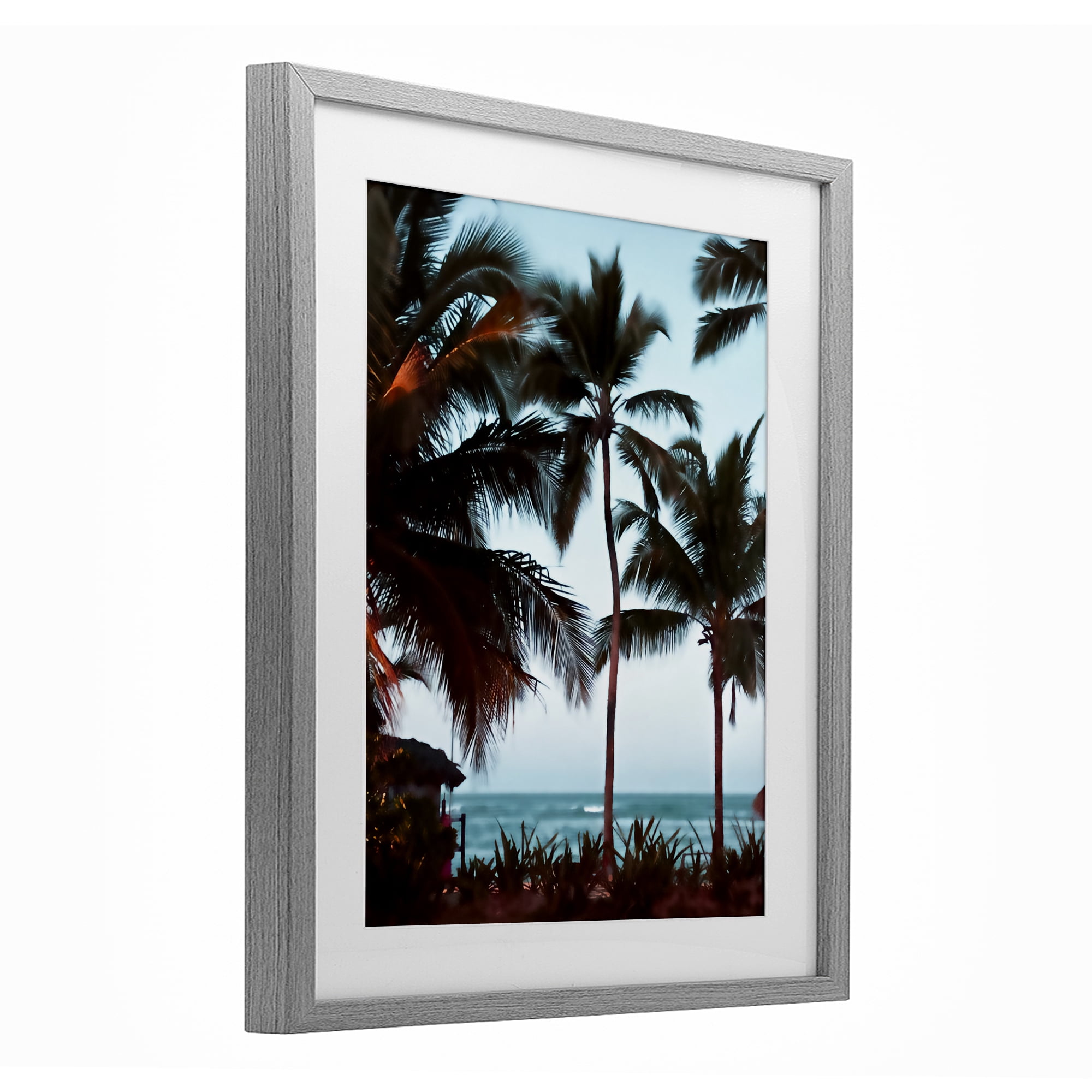 Stupell Industries Shady Palms Beachfront Gray Framed Print Under Glass, design by Noah Bay