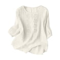 thumbnail image 2 of Endives Women's Embroidered Tops Solid Color Pleated Cotton Linen Shirts Blouse Spring Summer, 2 of 6