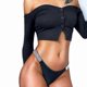 thumbnail image 1 of Rhinestone Letter Tape Design V-String Thong Panties for Women, 1 of 5