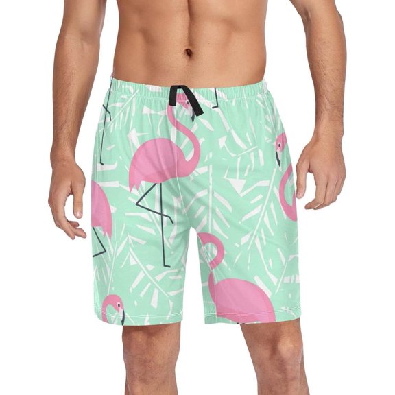 GZHJMY Flamingo Pajama Pants Short for Men, Lounge Pants Lightweight Men Pajama Bottoms with Drawstring Pockets, Christmas New Year Birthday Gifts, Small