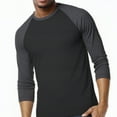 thumbnail image 5 of Men's 3/4 Sleeve Crew Neck Baseball Shirt, Casual Dynamic Cotton Raglan T Shirts, Charcoal Gray/Black XL, 1 Pack, 5 of 7