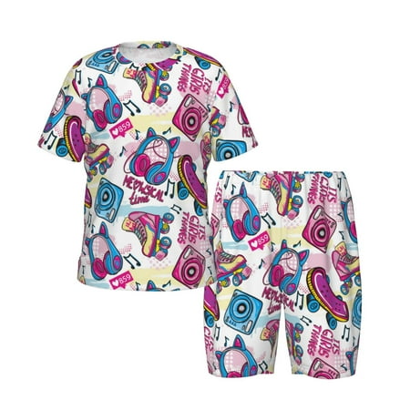 Toddler Boys Girls Pajamas - Cute Cartoon Skateboard Shoes Soft Comfort Kids Pajamas Short Sleeve Sleepwear Pjs Set