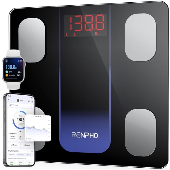 RENPHO Smart Scale for Body Weight, FSA&HSA Eligible, Digital Bathroom Scale BMI Weighing Bluetooth Body Fat Scale, Body Composition Monitor Health Analyzer with Smartphone App, 400 lb