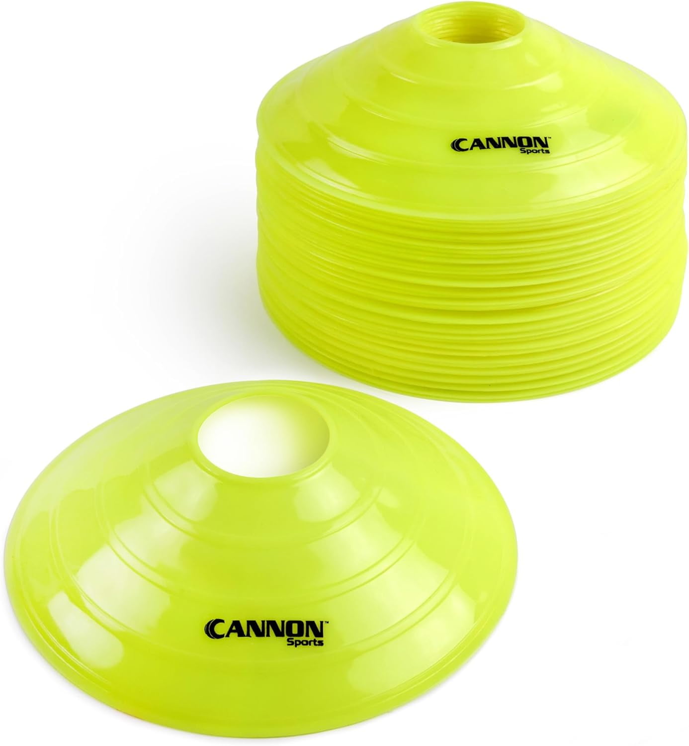 Cannon Sports Cones for Agility Training and Drills – 40 Pack Heavy Duty Training Cones with Carry Strap – Perfect for Football, Basketball, Hockey, Soccer & Running Drills (40 Pack, Yellow, 8 inch)