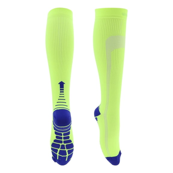 Unique Bargains Cycling Socks Anti Slip Sweat Absorb Anti Friction Outdoor Bike Socks Blue Fluorescent Yellow Size L-XL Neutral Unisex 1 Pair