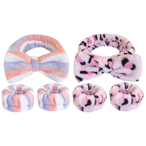 GOOHOCHY 2 juegos de diademas de spa, diademas de maquillaje, diademas para lavarse la cara, pulseras para mujeres y niñas