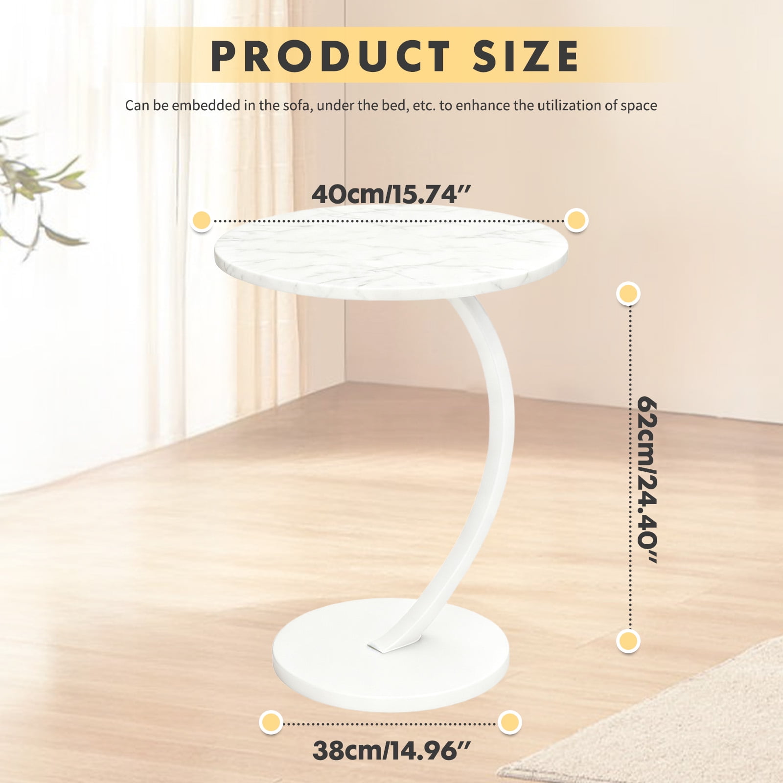 PinkSheep Adjustable Small Side Table End Table Accent Table Tray Table for Living Room Small Spaces