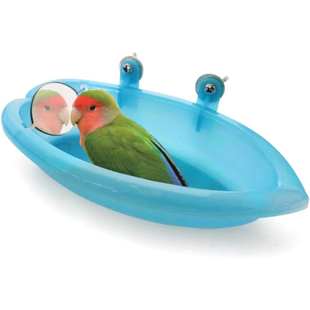 PEACNNG Bird Bath with Mirror, Cute Pet Parrot Bathtub Bird Bathing Box with Mirror Bird Cage