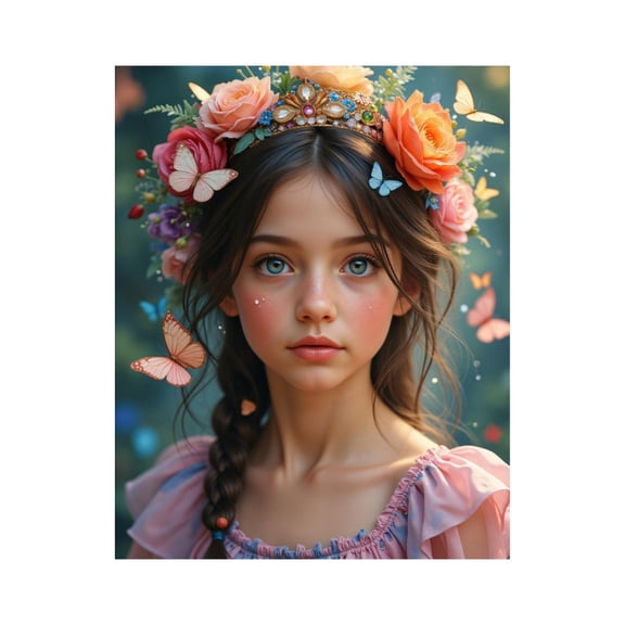 Paint By Numbers Kit for Adults Beginner - Floral Crown Butterfly Portrait DIY Canvas Painting Kits for Adults, Frameless Paint By Number for Adults for Home Wall Decor 16x20 Inch