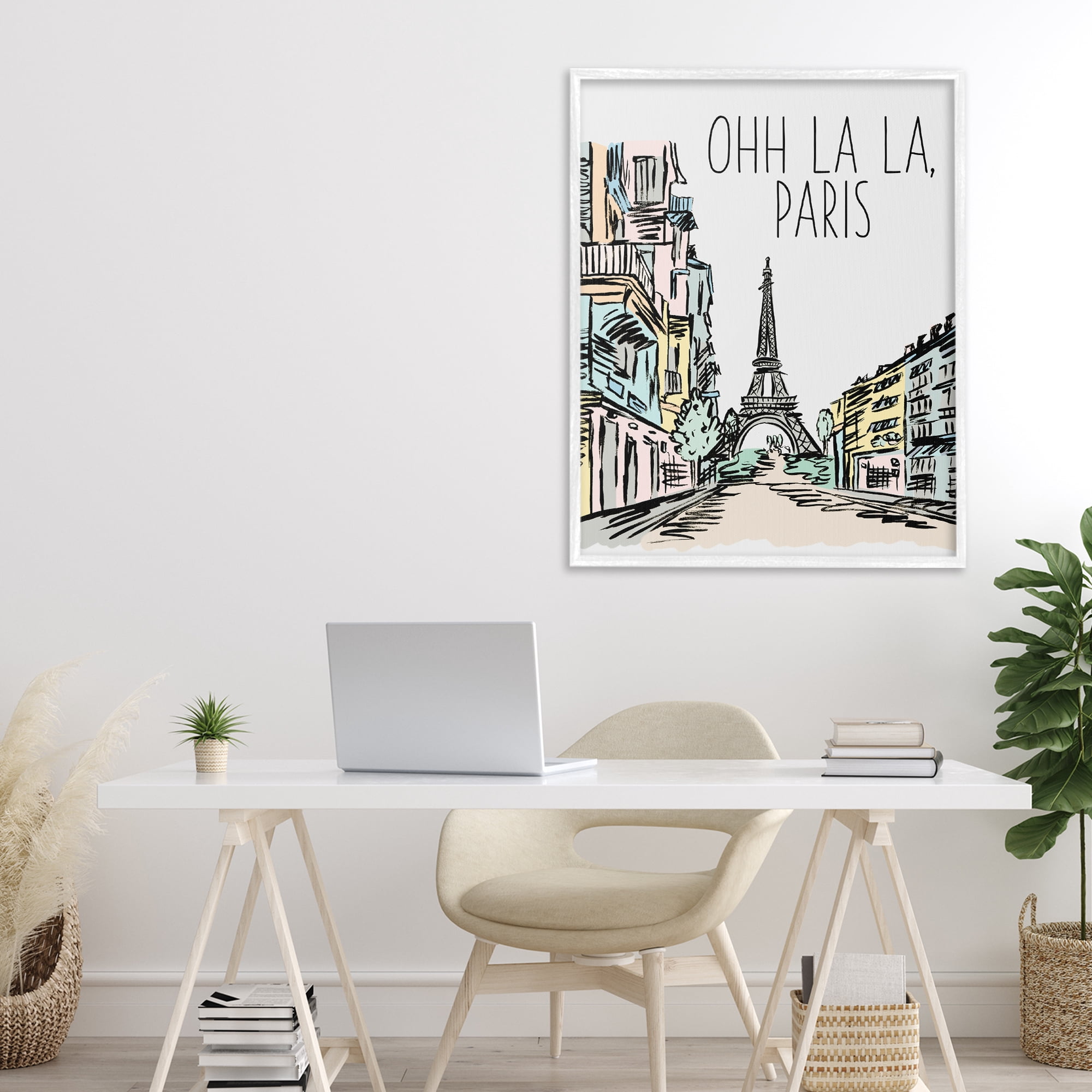 Stupell Industries Ohh La La Paris White Framed Giclee Art, design by Elizabeth Medley