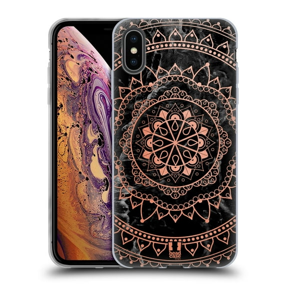 Head Case Designs Marbles And Mandala Rose Gold Soft Gel Case Compatible with Apple iPhone XS Max