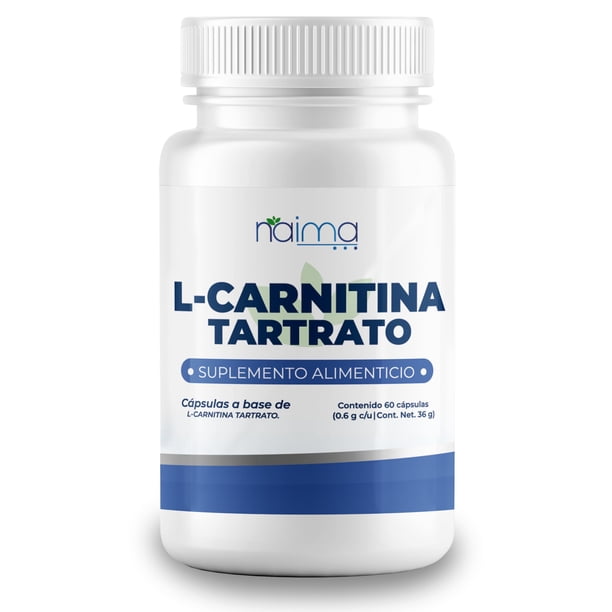 que es la l carnitina tartrato NAIMA L-Carnitina Tartrato, 60 Cápsulas | Suplemento Alimenticio 100% Puro|  Ingredientes Naturales, Sin Aditivos | Energía, Rendimiento Físico y  Bienestar General