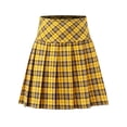 thumbnail image 1 of A2Y Women's Check Plaid Ponte Zipper School Uniform Pleated Mini Skirts Yellow L, 1 of 3