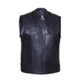 thumbnail image 1 of Premium Men's Premium SOA Style Collared Leather Club Vest,Black,Size - 3XL, 1 of 1