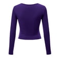 thumbnail image 3 of Made by Johnny Women's Deep V Neck Long Sleeve Cross Wrap Fitted Crop Top XL DARK_PURPLE, 3 of 6