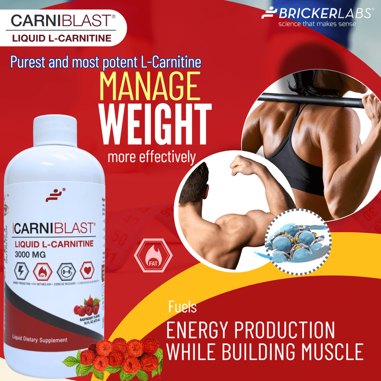 CARNIBLAST Liquid L-Carnitine 3000mg, Premium L Carnitine Carnipure, Energy Nutrition, Energy Supplement and Energy Booster, Raspberry, 16 fl oz - Walmart.com CARNIBLAST Liquid L-Carnitine 3000mg, Premium L Carnitine Carnipure, Energy Nutrition, Energy Supplement and Energy Booster, Raspberry, 16 fl oz - Walmart.com