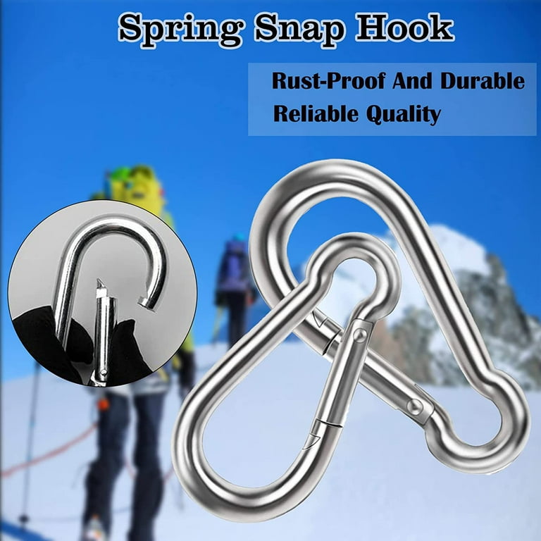 16Pcs M8 Carabiner 3 Inch Spring Snap Hook, 5/16'' Snap Hooks Carabiner  Quick Link for Camping Hiking, 500LBS Holding Capacity Heavy Duty Steel