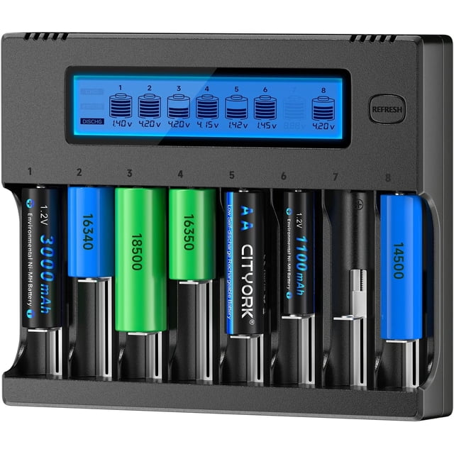 Cargador de Pilas AA AAA para Pilas de 3.7V y Pilas Recargabl AA/AAA NiMH/NiCd de 1.2V, Cargador Universal igente con Pantalla LCD y Fuión de Actualización (Pilas no Iluidas)