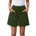thumbnail image 2 of Hurxie Womens Shorts Lightweight Bermuda Shorts for Women Casual 5 Inch Inseam Summer Linen Shorts with Pockets Army Green,S, 2 of 8