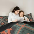 thumbnail image 5 of jejeloiu Green Orange Rhombus Full Size Comforter Sets,Boho Exotic Geometric Bedding Comforter Set,Rustic Aztec Triangle Bedding Sets For Adults,Super Cozy Room Decor Reversible,3-Piece, 5 of 8