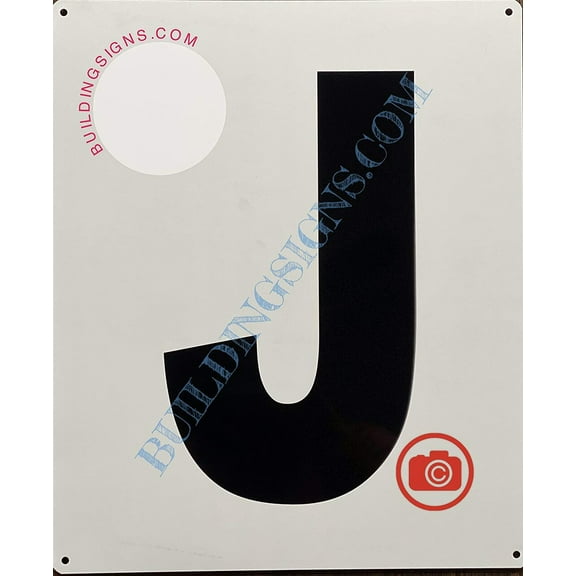 Large Letter J -Metal Sign - Parking LOT Sign (White,Aluminium,10X12)-EL ESTACIONAMIENTO LINE (ref-2201)