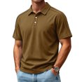 thumbnail image 3 of Yifymode Polo Shirts for Men Dry Fit Golf Polos Pleated Short Sleeve Button Up Shirt Plus Size Summer Cotton Athletic Tshirts,Brown L, 3 of 7
