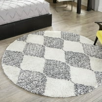 Unique Loom Serenity Shag Collection Area Rug - Soufriere (7' Round White/Gray)