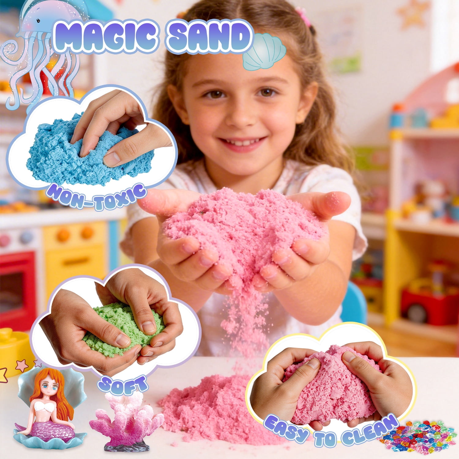 Caunedy Mermaid Terrarium Kit for Kids,DIY Arts and Crafts Kit,Perfect Birthday Gifts for Kid Aged 4-12