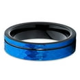thumbnail image 3 of Silly Kings 6mm Blue Tungsten Carbide Wedding Ring Black Groove Inlay Hammered Design Mens Band 11.5, 3 of 3