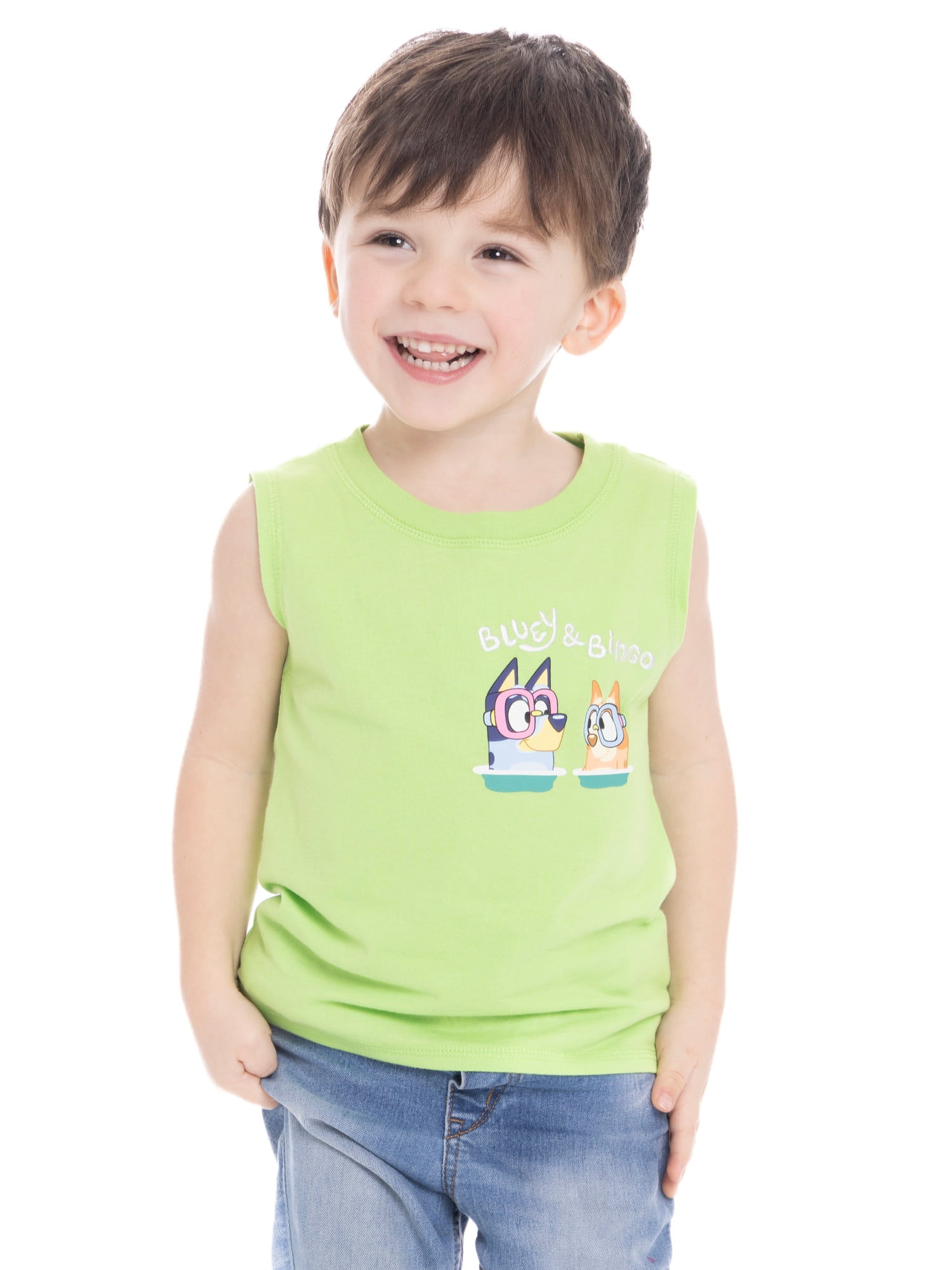 Bluey Toddler Boy Tank Top with Front and Back Graphics, Sizes 12M-5T