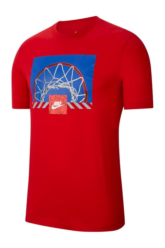Men's Basketball Hoop Photo Tee (University Red, Medium)