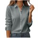 thumbnail image 3 of Sudaderas con capucha para mujer,Blusa informal de manga larga con botones para mujer, camiseta de poliéster, color liso, corte regular, para uso en casa y en la oficina, sopatenor, 3 of 9