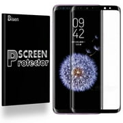 Samsung Galaxy S9 [3-PACK BISEN] 3D Curved Full Cover Screen Protector [Case Friendly], Edge-To-Edge Protect [Black]