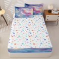 thumbnail image 4 of Metsweet Dreamy Princess Unicorn Zipper Twin Comforter Sets with Fitted Sheet and 2 Pillowcases, Watercolor Rainbow Zipper Bedding Set, Blue Pink,4-Piece, 4 of 6