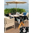 thumbnail image 4 of Easter Bunny Outdoor Tablecloth - 60x84 Inch Rectangle Dining Table Cover, Green Eucalyptus Leaves Spring Flowers Black Waterproof Outdoor Table Cloth with Umbrella Hole & Zipper for Picnic/Patio, 4 of 7