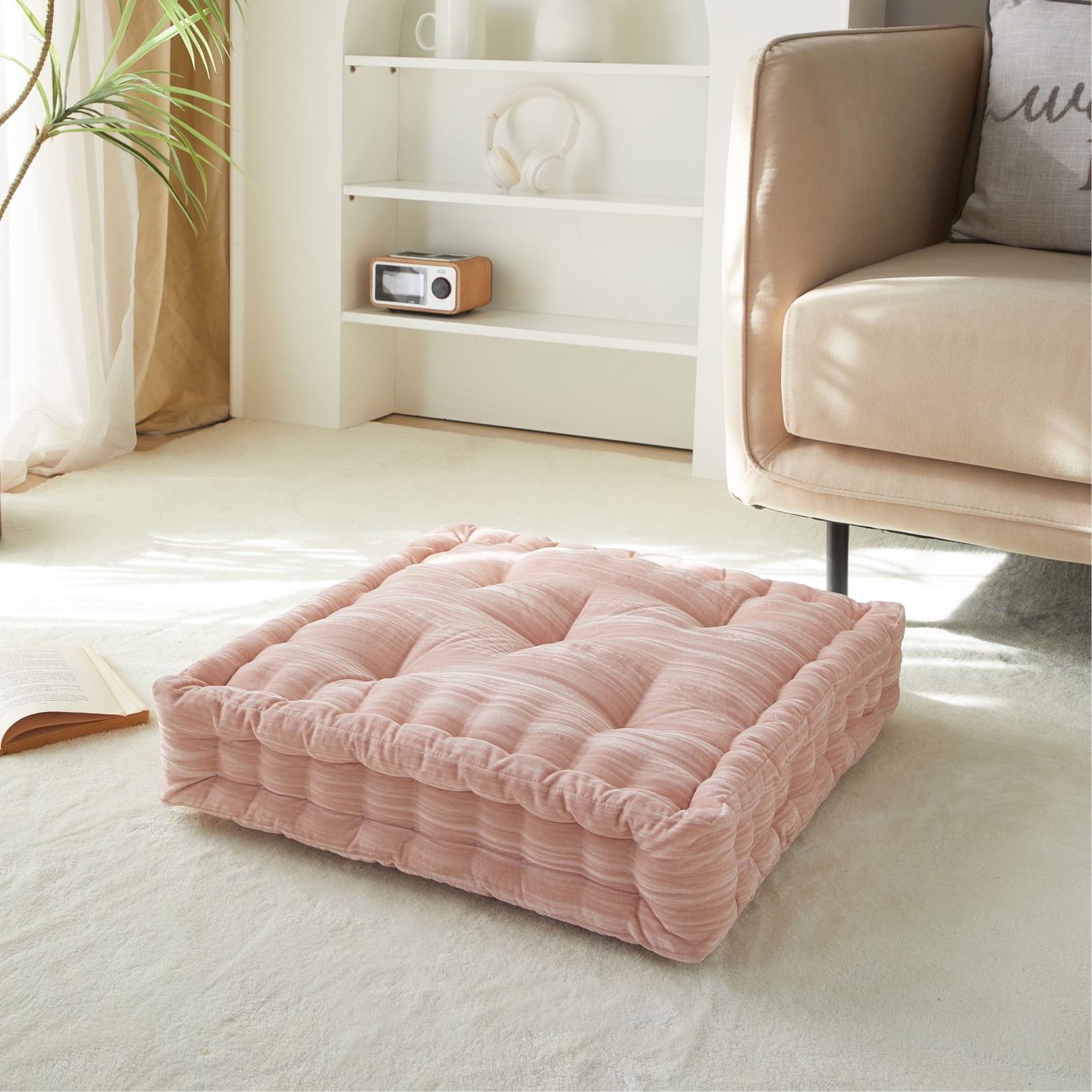 Home Decor Collection Style House Blush Decorative Floor Pillow for Adults, 20" x 20"