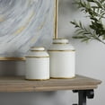 thumbnail image 2 of DecMode 10"W, 8"H White Ceramic Decorative Jars with Gold Accents, 2-Pieces, 2 of 8