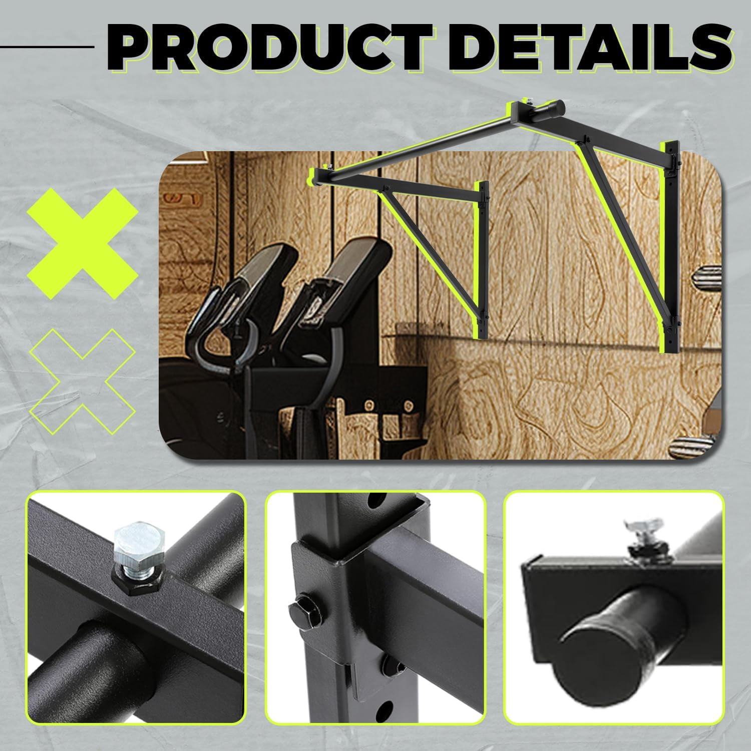 Kojem Pull up Chin Up Bar Gym Workout Fitness Training 50'' Heavy Duty Wall Mounted Home Mount Fitness 500lbs