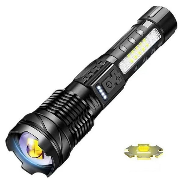 SGACAI Linterna LED potente y brillante con zoom para acampar, tipo C, recargable para exteriores