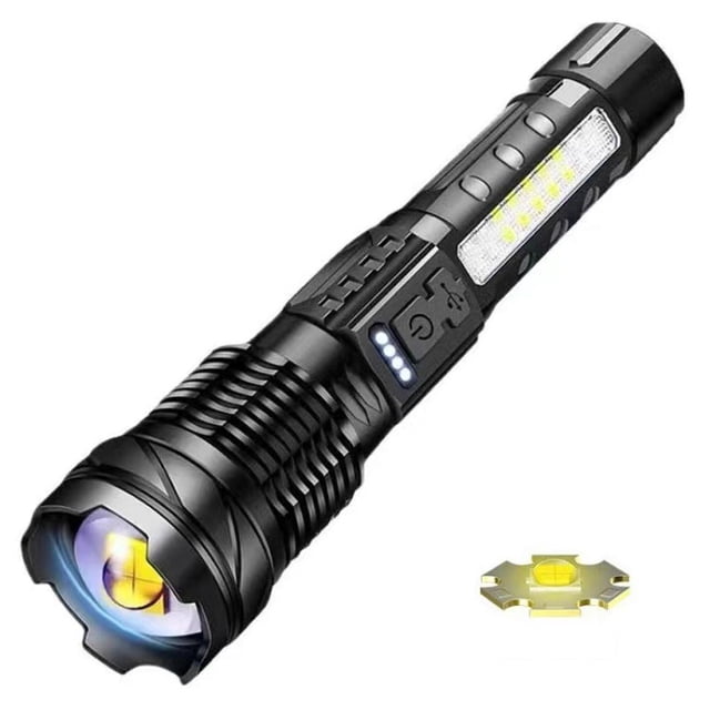 LED Flashlight Bright Powerful Zoom Camping Torch Type C Rechargeable Outdoor