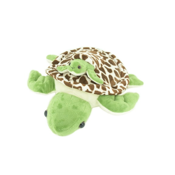 Sea Turtle with Baby, Plush Animal, Soft, Stuffed, Toy, Educational, Realistic Turtle Design, Educational, Figure, Lifelike, Replica, Gift, 10" PK01 B497