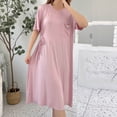 thumbnail image 6 of Taqqpue Cotton Nightgown for Women Solid Color Long Sleepshirts Short Sleeve Full Length Nightshirt Casual Loungewear for Women, 6 of 10