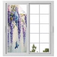 thumbnail image 2 of Purple Lavender Window Privacy Film, Butterfly Flower Abstract Brush Artwork Static Cling UV Sun Blocking Tint Film Heat Control Windows Films for Bedroom Bathroom, Window Stickers 23.6"x59", 2 of 8