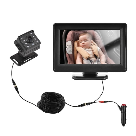 LAZIOEGR 4.3‑inch 1080P Baby Car Monitor with Night Vision, Adjustable Angle, 720P HD Display, 8‑IR Lights, Car‑Charger Powered