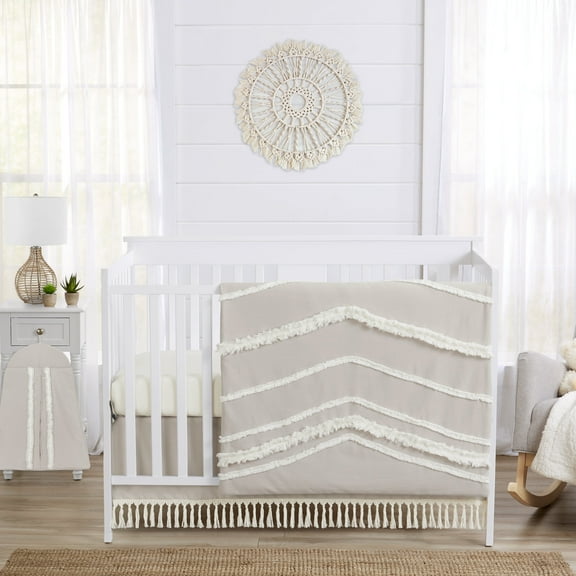 Boho Fringe Linen 4 Piece Crib Bedding Set by Sweet Jojo Designs