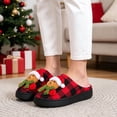 thumbnail image 6 of BERANMEY Christmas Slippers for Women and Men Black Red Plaid Santa Claus Pattern House Slippers with Plush Lining & Thick Sole Festive His & Hers Indoor Home Shoes, 6 of 9