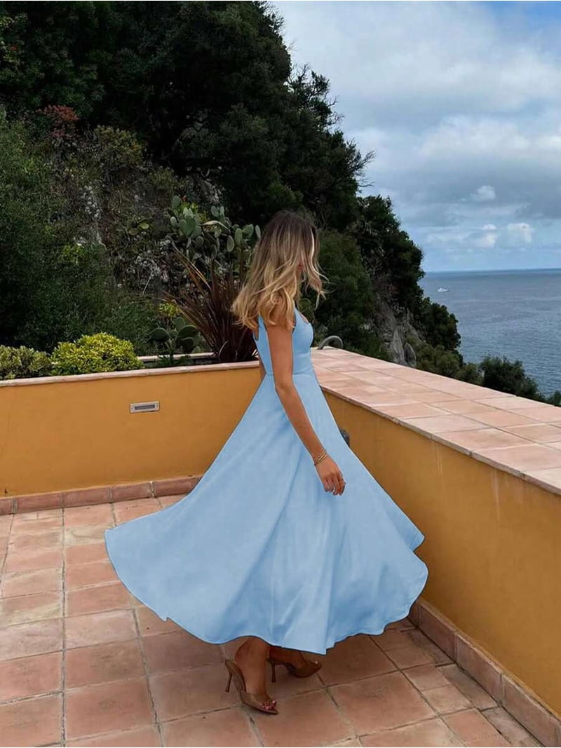 blue square neck maxi dress Spaghetti Strap A-Line For Evening Party Wedding Spring Summer Size medium measures 60.5 COLOR:Purple RWB Hollister Co. DRESS -
